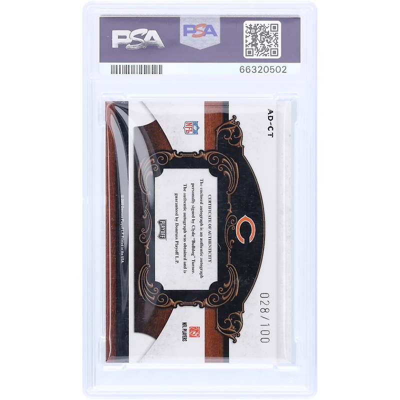 Clyde Turner Chicago Bears Autographed 2007 Playoff National Treasures All Decade Cut Auto #AD-CT #28/100 PSA Authenticated 8 Card