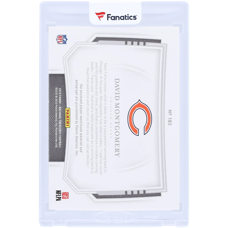 David Montgomery Chicago Bears Autographed 2019 Panini National Treasures Midnight Rookie Patch Tri-Color Relic #183 #12/20 Rookie Card
