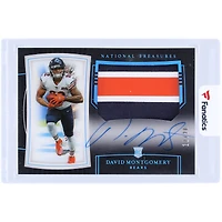 David Montgomery Chicago Bears Autographed 2019 Panini National Treasures Midnight Rookie Patch Tri-Color Relic #183 #12/20 Rookie Card