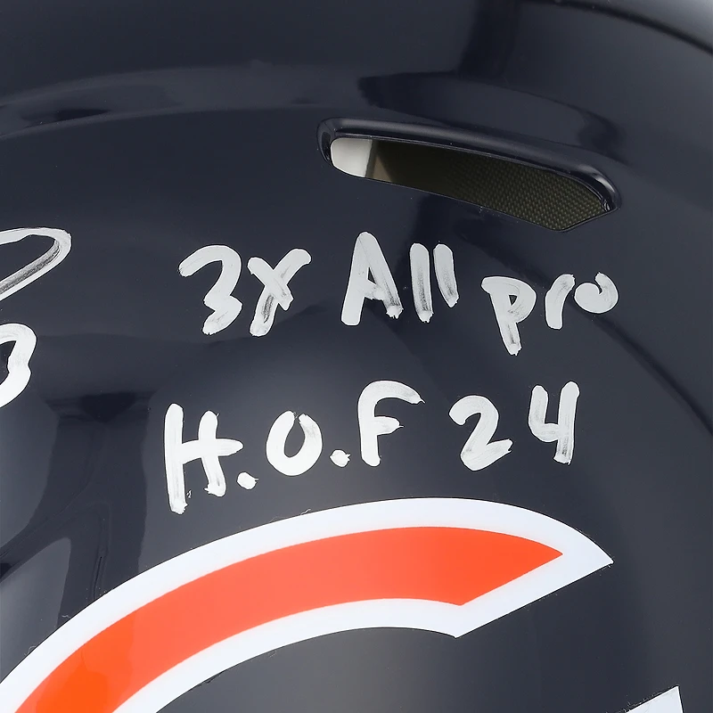 Casque Riddell Speed Authentic autographié par Devin Hester des Chicago Bears, avec plusieurs inscriptions