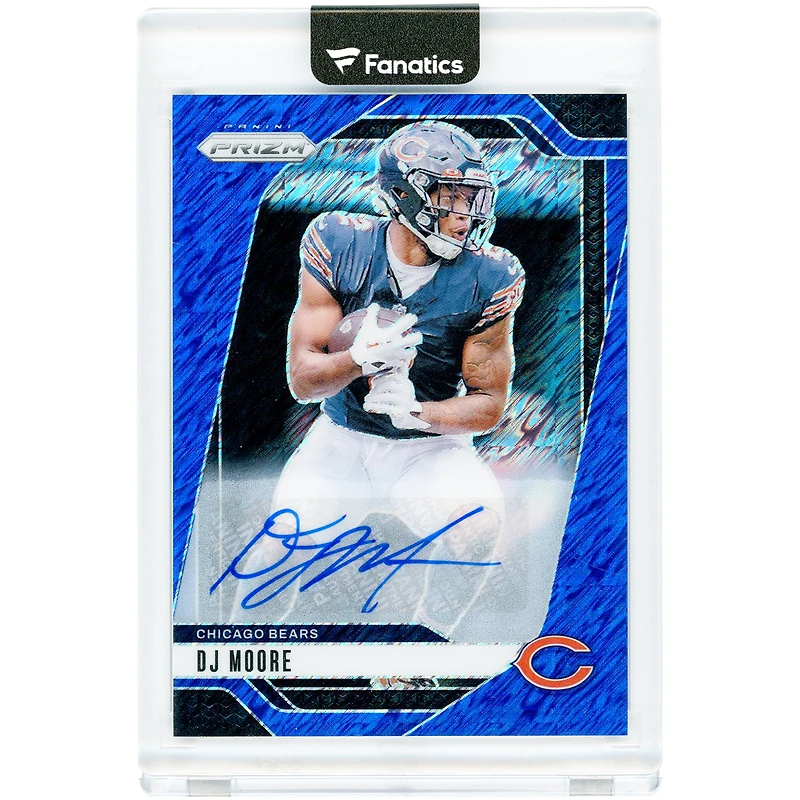 Carte Panini Prizm Blue Shimmer Prizm 2024 autographiée par D.J. Moore (Chicago Bears), numéro 48, numéro 9/25