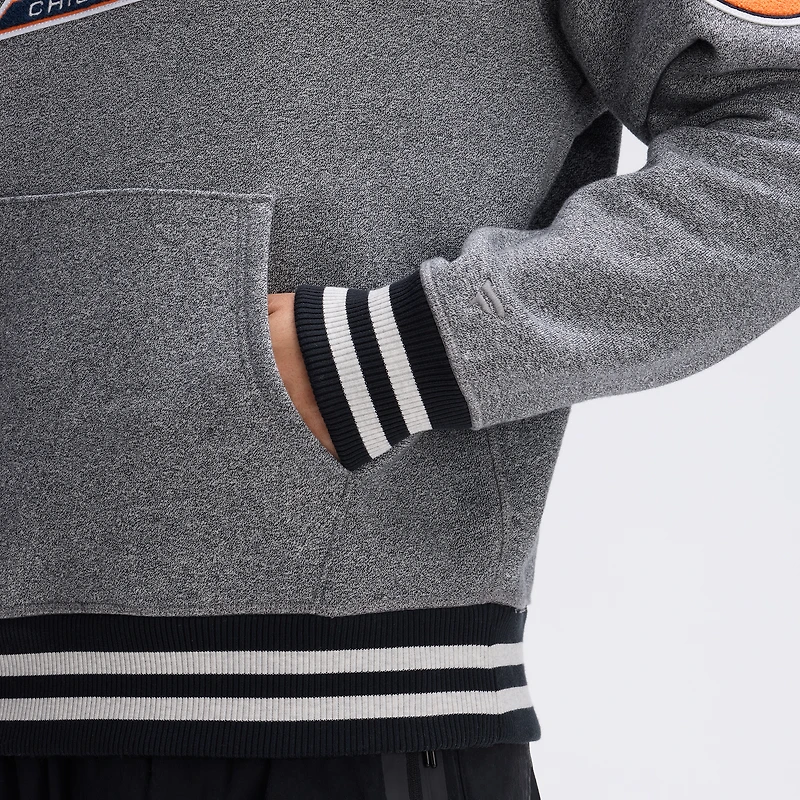 Fanatics Athletic Heather Gray Chicago Bears IconicFleece Tipped Hoodie