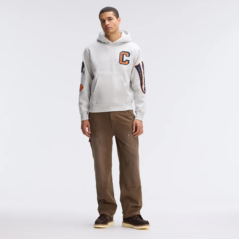 Fanatics Heather Gray Chicago Bears IconicFleece Letterman Hoodie