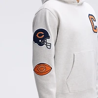Sweat à capuche Letterman emblématique en polaire gris chiné des Chicago Bears de Fanatics