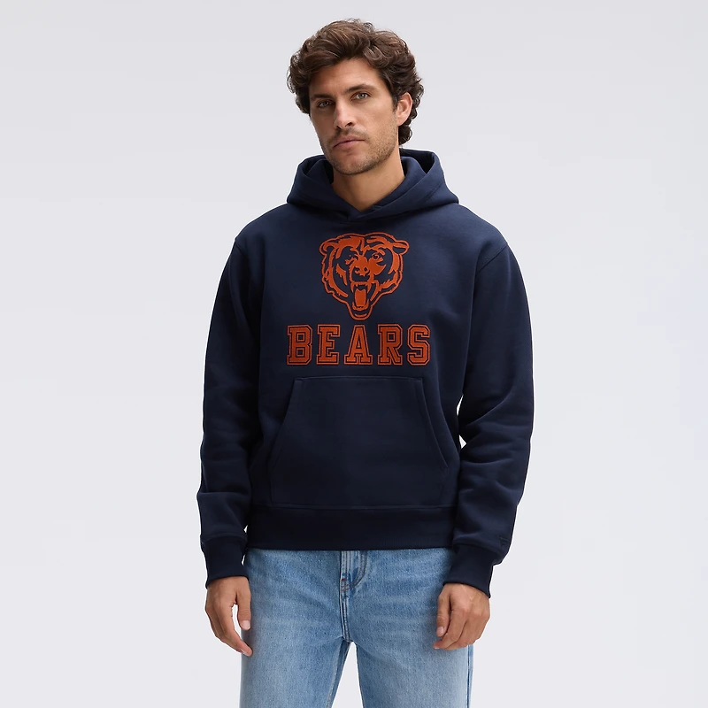 Fanatics Navy Chicago Bears IconicFleece Flocked Hoodie