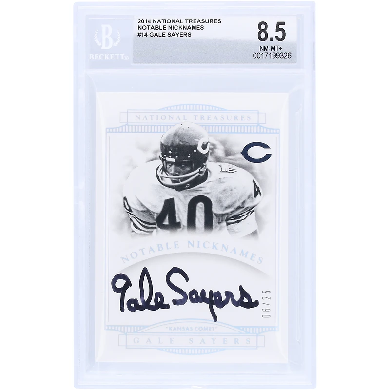 Gale Sayers Chicago Bears Autographed 2014 Panini National Treasures #NN-GS #6/25 BGS Authenticated 8.5/10 Card