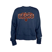 Girl's New Era Navy Chicago Bears Flip Sequin Sweatshirt