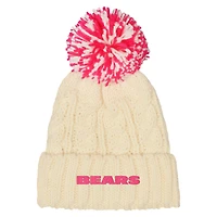 Bonnet en tricot torsadé blanc Chicago Bears pour fille Outerstuff avec pompon
