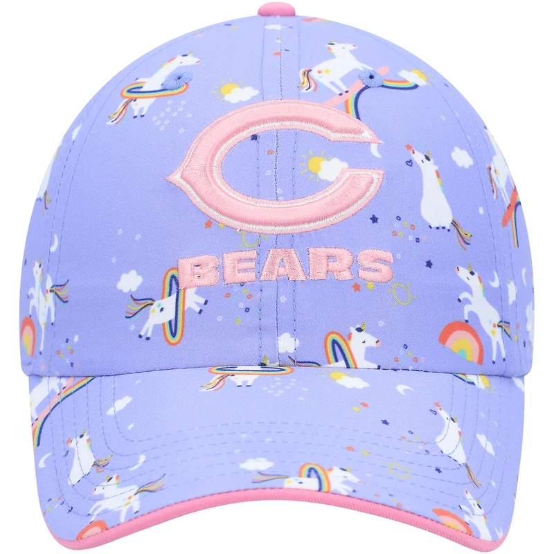 Girls Preschool '47 Purple Chicago Bears Unicorn Clean Up Adjustable Hat