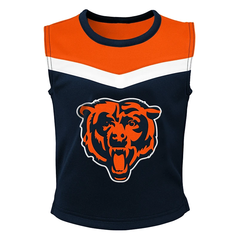 Ensemble deux pièces de pom-pom girl Spirit Chicago Bears pour filles d'âge préscolaire avec bloomers