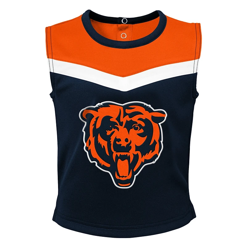 Ensemble de pom-pom girl deux pièces bleu marine Chicago Bears Spirit Cheer pour filles avec bloomers
