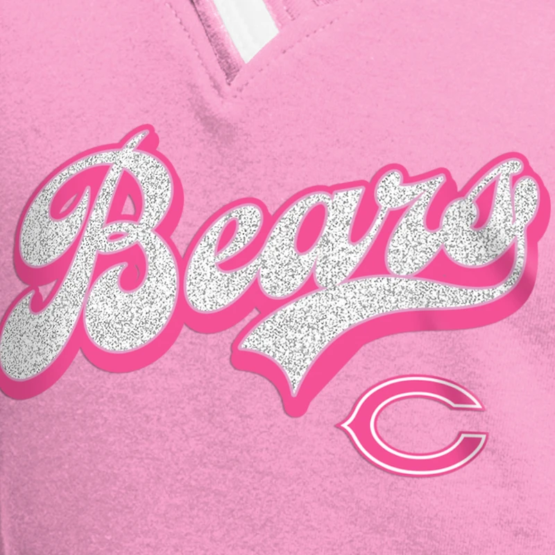 Girl's Youth New Era  Pink Chicago Bears Mommy & Me Multiplier Raglan V-Neck T-Shirt
