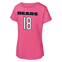 Girls Youth Outerstuff Caleb Williams Pink Chicago Bears Player Name & Number T-Shirt