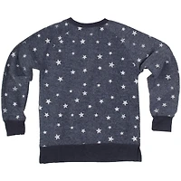 Girls Youth Wes & Willy  Navy Chicago Bears Shimmer Star Reverse Fleece Pullover Sweatshirt