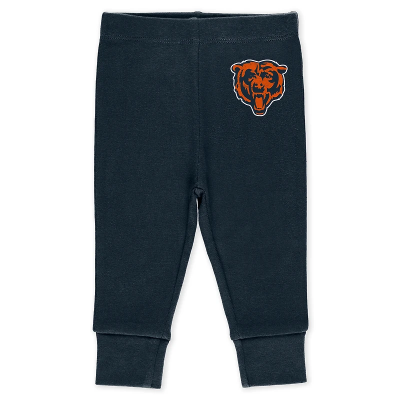 Infant & Newborn WEAR by Erin Andrews Chicago Bears Three-Piece Turn Me Around Bodysuits Pant Set