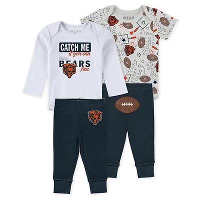 Infant & Newborn WEAR by Erin Andrews Chicago Bears Three-Piece Turn Me Around Bodysuits Pant Set