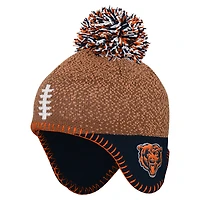 Infant Brown Chicago Bears Football Head Knit Hat with Pom