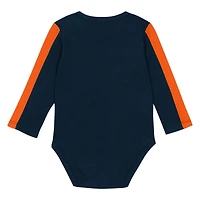 Infant Outerstuff Navy/Orange Chicago Bears Double Down Bodysuits and Pants 3-Piece Set