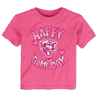 T-shirt rose pour bébé avec inscription « Happy Gameday » des Chicago Bears