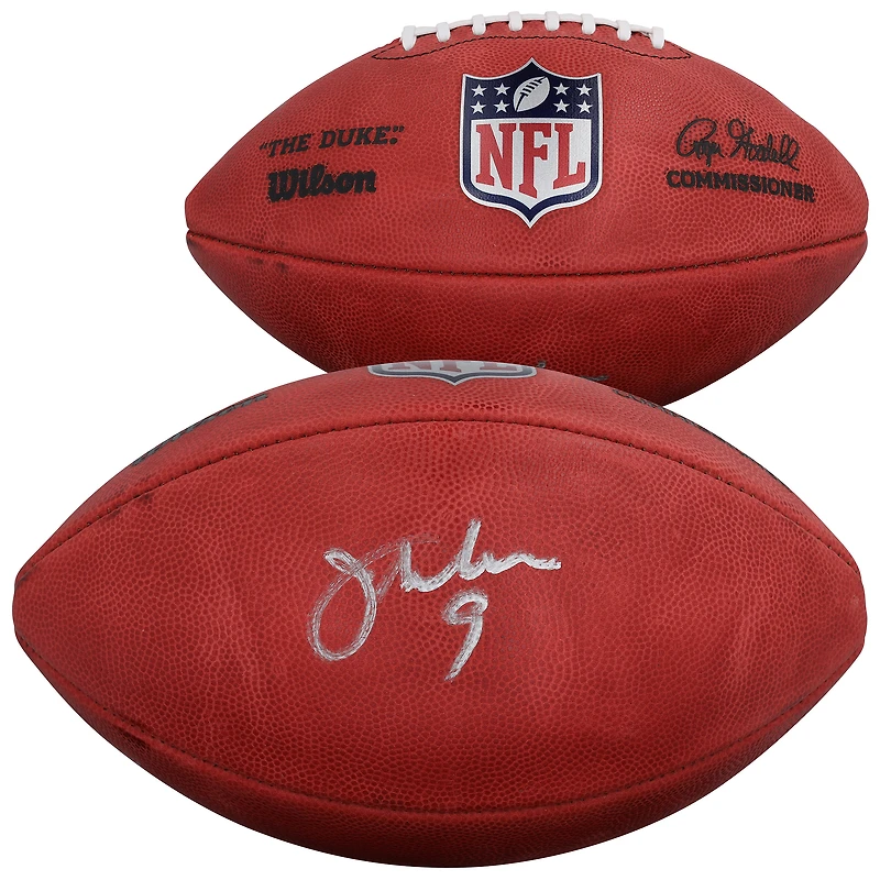 Ballon de football américain Duke en couleur, autographié par Jim McMahon des Chicago Bears
