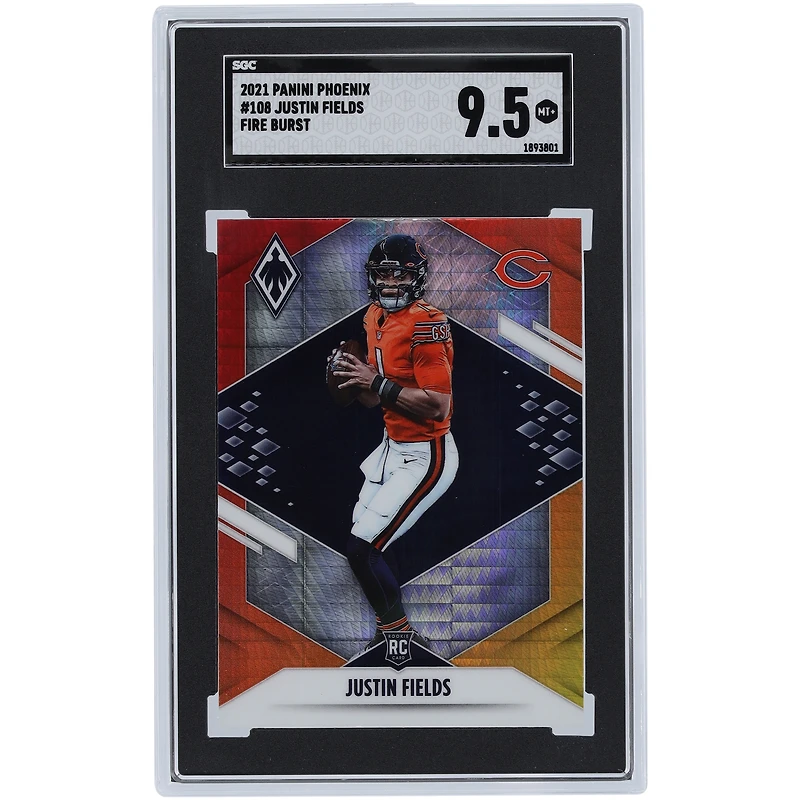 Carte de recrue authentifiée 9,5 Panini Phoenix Fire Burst #108 SGC de Justin Fields Chicago Bears 2021