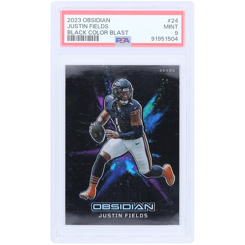 Carte Panini Obsidian Color Blast #24 PSA authentique 2023 de Justin Fields Chicago Bears