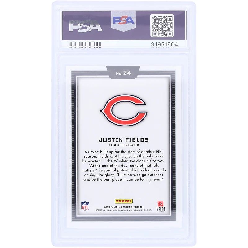 Carte Panini Obsidian Color Blast #24 PSA authentique 2023 de Justin Fields Chicago Bears
