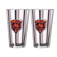 Logo Brands Chicago Bears Two-Piece 16oz. Striped Pint Glass Set