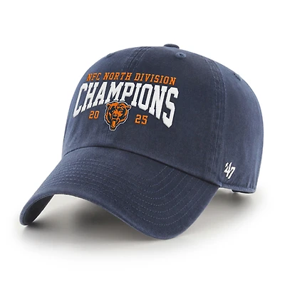 Men's '47 Navy Chicago Bears 2025 NFC North Division Champions Clean Up Adjustable Hat