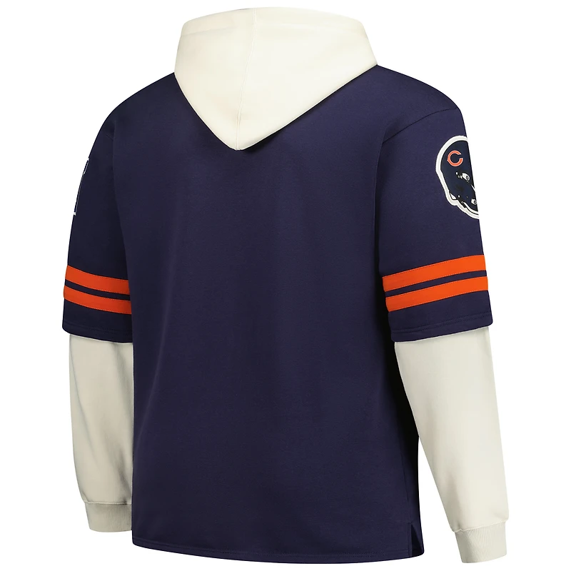 Sweat à capuche col en V pour homme, bleu marine, Chicago Bears, taille grande et grande, Split Zone Cornerback