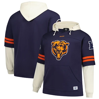 Sweat à capuche col en V pour homme, bleu marine, Chicago Bears, taille grande et grande, Split Zone Cornerback