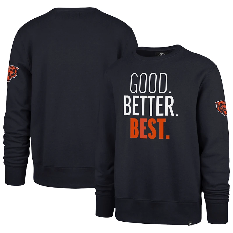 Sweat-shirt homme « 47 Navy Chicago Bears » avec inscription : « Good. Better. Best. »