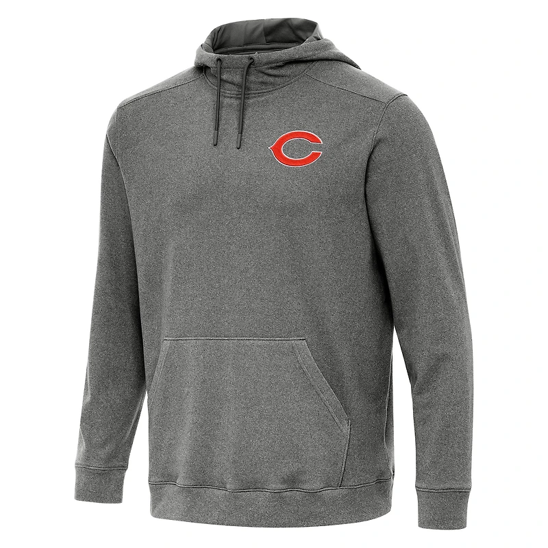 Men's Antigua Heather Black Chicago Bears Cloud Pullover Hoodie
