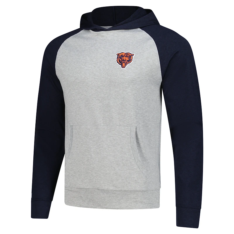 Men's Antigua Heather Gray/Navy Chicago Bears Urgent Pullover Hoodie