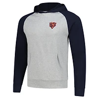 Men's Antigua Heather Gray/Navy Chicago Bears Urgent Pullover Hoodie