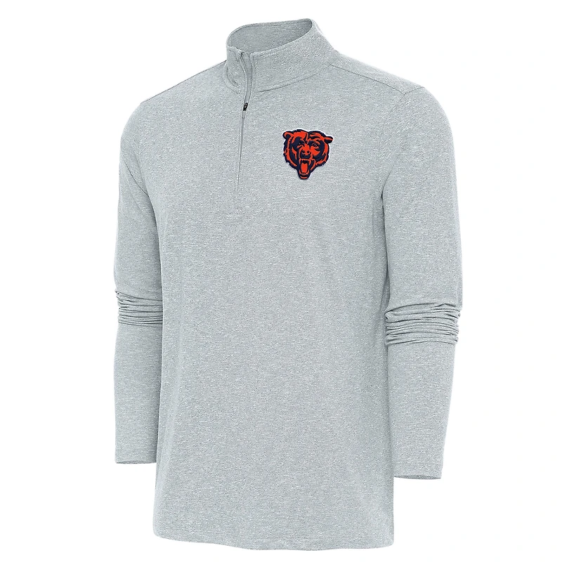 Pull à col rond et fermeture éclair Hunk des Chicago Bears pour homme, gris chin