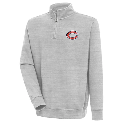 Men's Antigua  Heather Gray Chicago Bears Victory Quarter-Zip Pullover Top