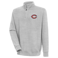 Men's Antigua  Heather Gray Chicago Bears Victory Quarter-Zip Pullover Top