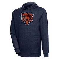 Men's Antigua Heathered Navy Chicago Bears Action Chenille Pullover Hoodie