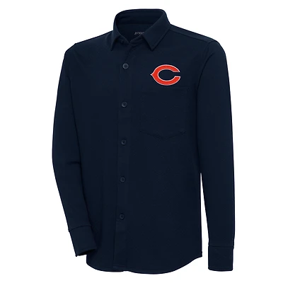 Veste-chemise boutonnée bleu marine Chicago Bears pour homme