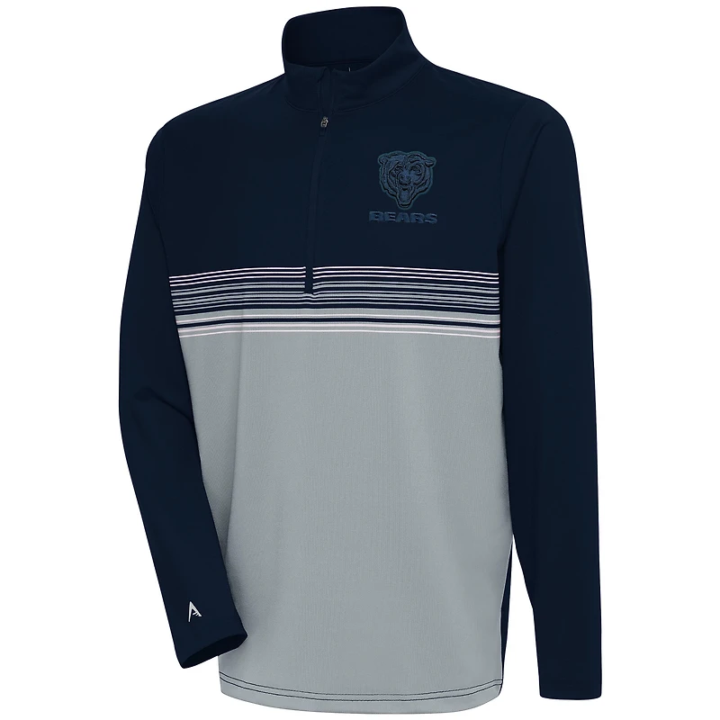 Men's Antigua Navy Chicago Bears Tonal Logo Pace Quarter-Zip Pullover Top