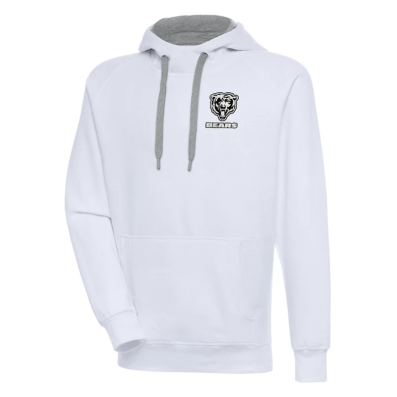 Sweat à capuche raglan logo métallique Antigua White Chicago Bears pour homme