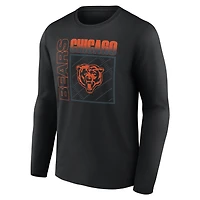 T-shirt à manches longues Chicago Bears noir pour homme, personnalisé avec nom et numéro, domicile