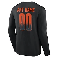 T-shirt à manches longues Chicago Bears noir pour homme, personnalisé avec nom et numéro, domicile