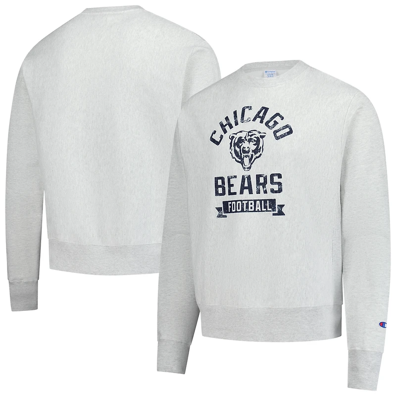 Sweat-shirt en molleton à tissage inversé Champion pour homme, gris chiné, des Chicago Bears