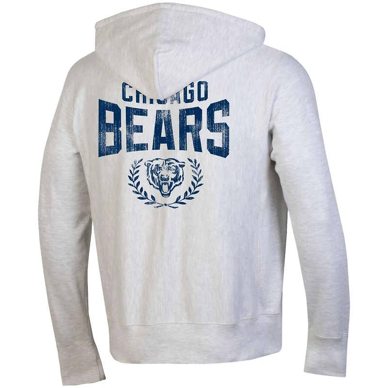 Sweat à capuche zippé intégral Champion Heather Grey des Chicago Bears pour homme