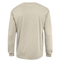 T-shirt à manches longues Champion pour homme, couleur avoine chinée, Chicago Bears, imprimé encre blanche