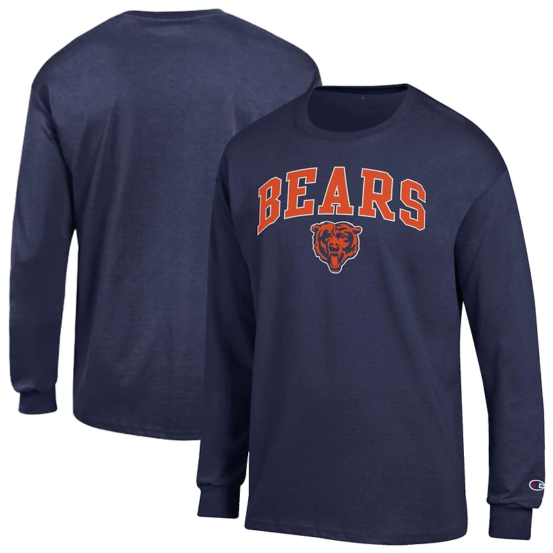 Men's Champion Navy Chicago Bears Arch Over Logo Long Sleeve T-Shirt
