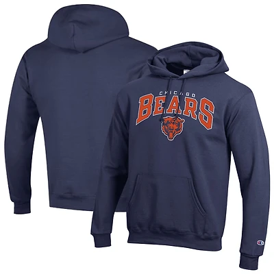Men's Champion Navy Chicago Bears Powerblend Arch over Logo Hoodie