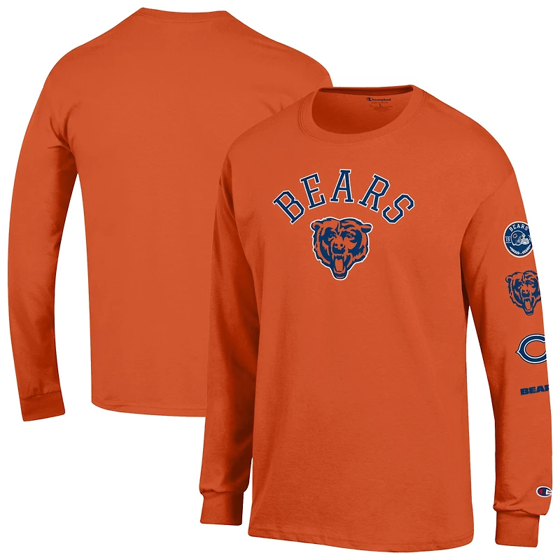 T-shirt à manches longues Champion Orange Chicago Bears Seal pour homme